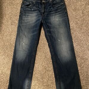 Men's BKE Tyler Washed Dark Blue Straight-Leg Jeans 36R.